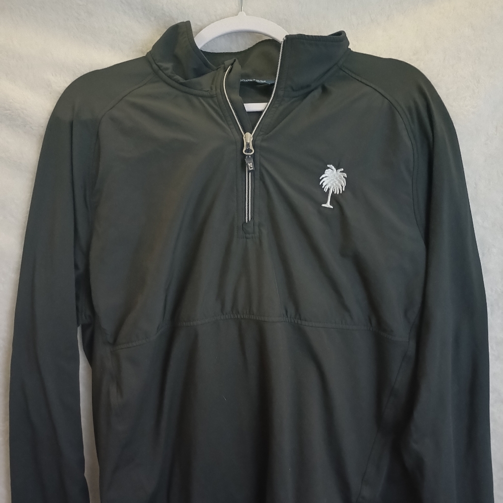 Black Half-Zip Pullover with Palm Tree Logo